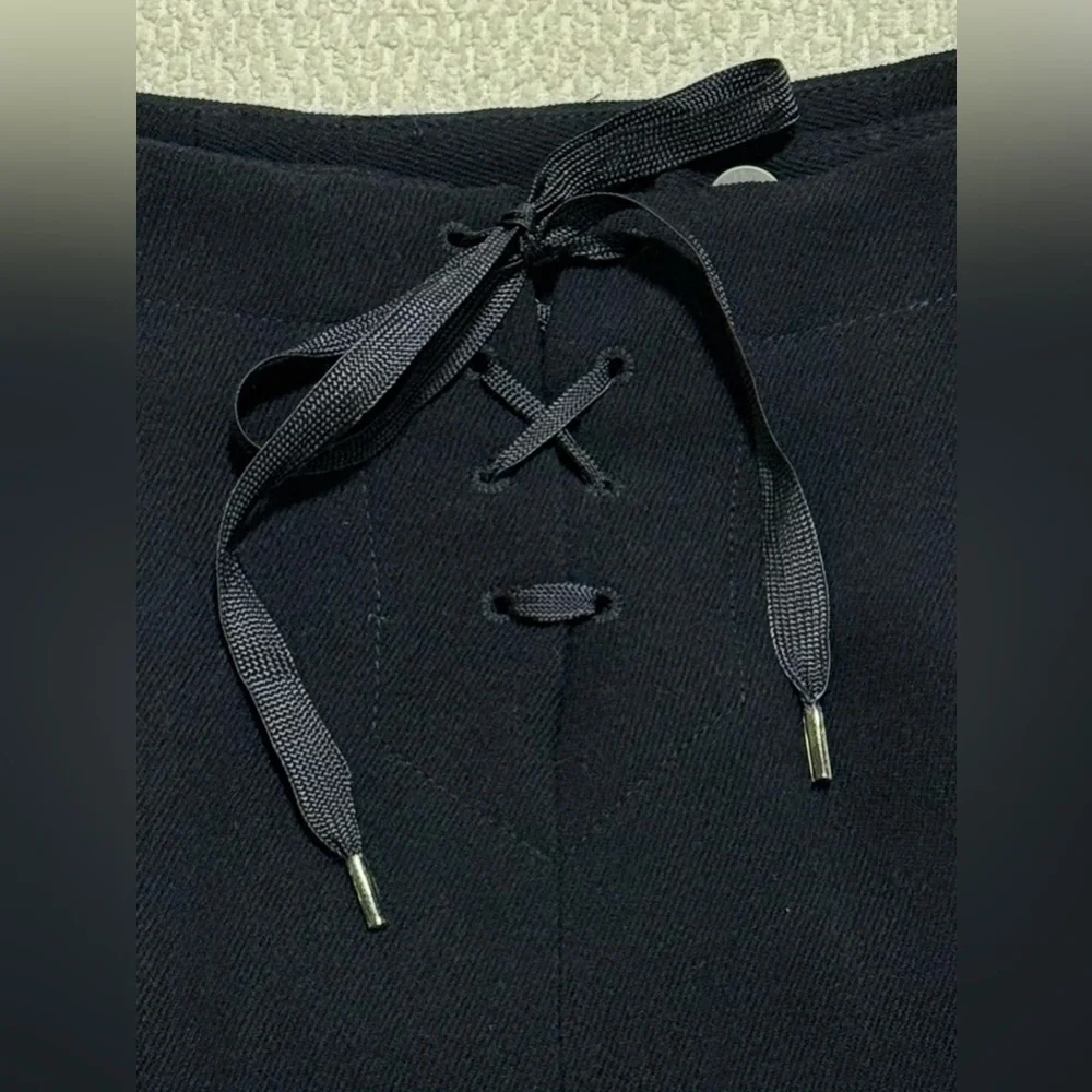 Lauren Ralph Lauren Size 8P Navy Blue Worsted Wool Midi Pencil Skirt Pockets